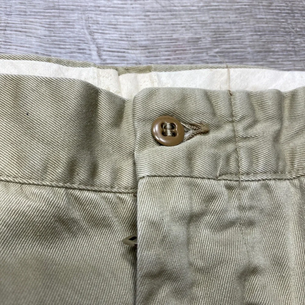 Vintage 50s Pleated Khaki Workwear Pants Prentice Zip Military Heavy Twill 30x30